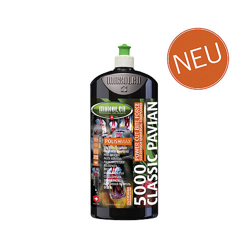 Maxolen Schleifpolitur Schleifpaste Cutting Compound 5000 Classic Pavian. Affengeil, Affenstark, Affenscharf, Affenbissig! Hochleistungsschleifpaste CUT2FINISH ONE-STEP-QUICK2GLOSS-Technologie